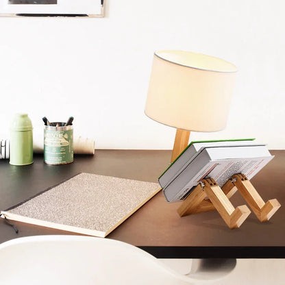Modern Wooden Table Lamp with Book Storage – Perfect for Your Home