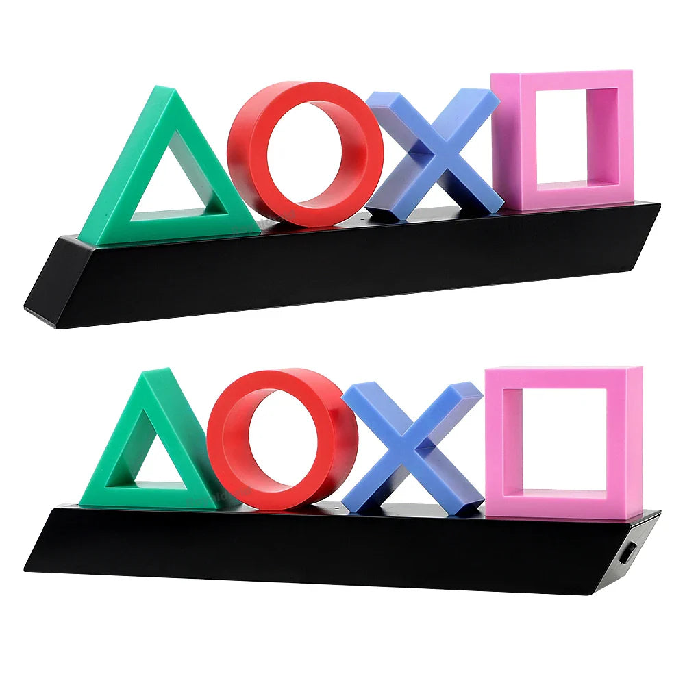 Gaming LED Lamp with PlayStation Symbols – Music-Reactive RGB Light for Gamer Bedroom Desk Decoration