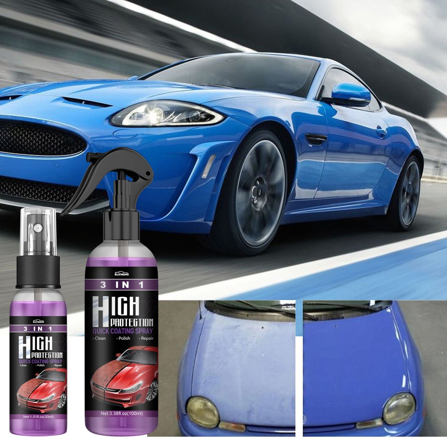 Premium 3-in-1 Car Coating Spray for Long-Lasting Protection