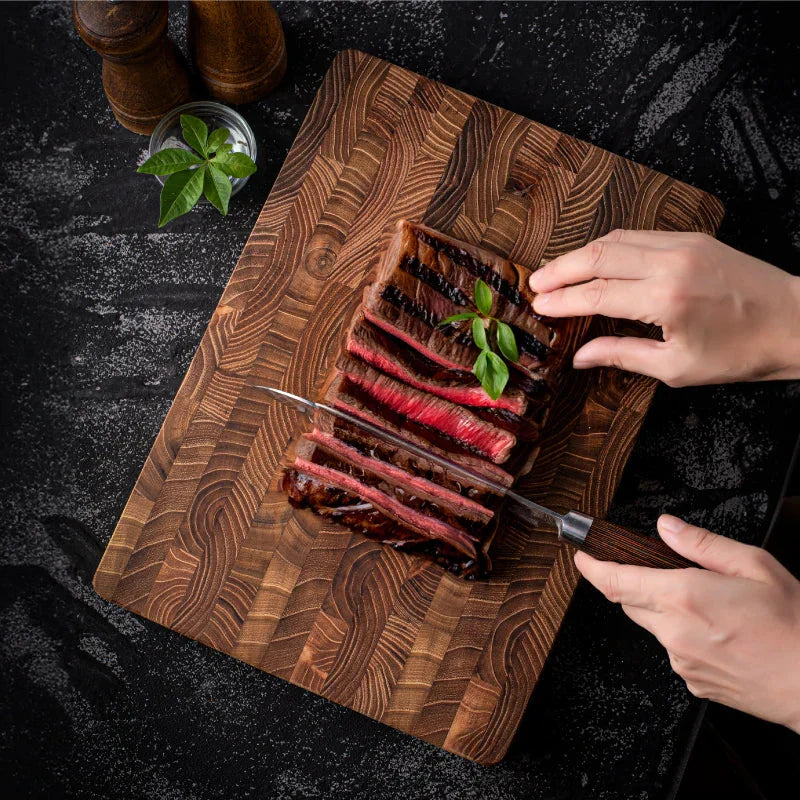 Premium End-Grain Wooden Chopping Block – Professional Cutting Board for Home and Professional Kitchens