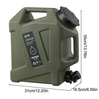 Portable 12L Water Container with Spigot – Durable Camping Water Storage Tank for Outdoor Activities