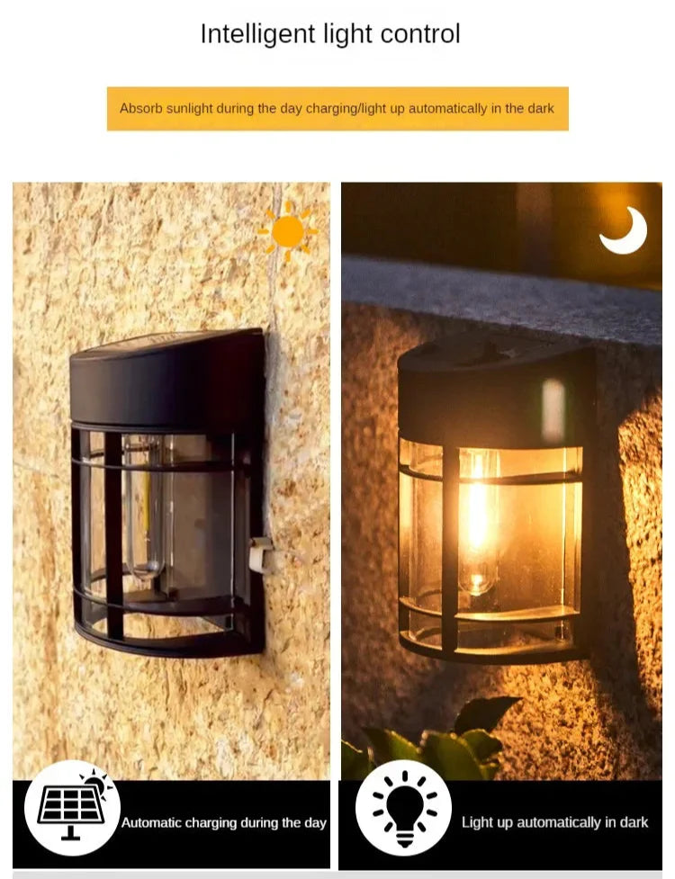 LED Outdoor Wall Light with Glass Grid – Weatherproof Garden Lamp for Patio, Balcony, and Entrance Area