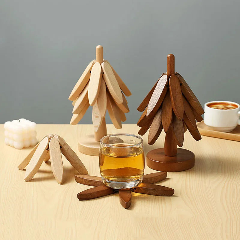 Elegant Wooden-Design Coasters for Decorative Table Care