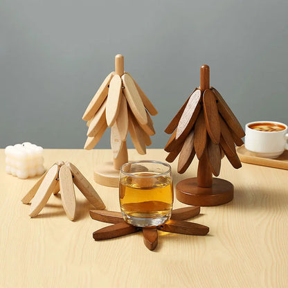 Elegant Wooden-Design Coasters for Decorative Table Care
