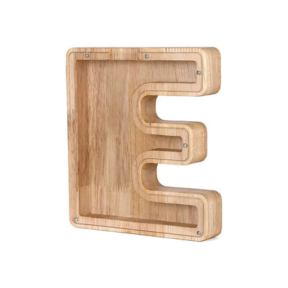 Stylish Wooden Piggy Bank with Viewing Window in Letter Design for Your Savings Goal