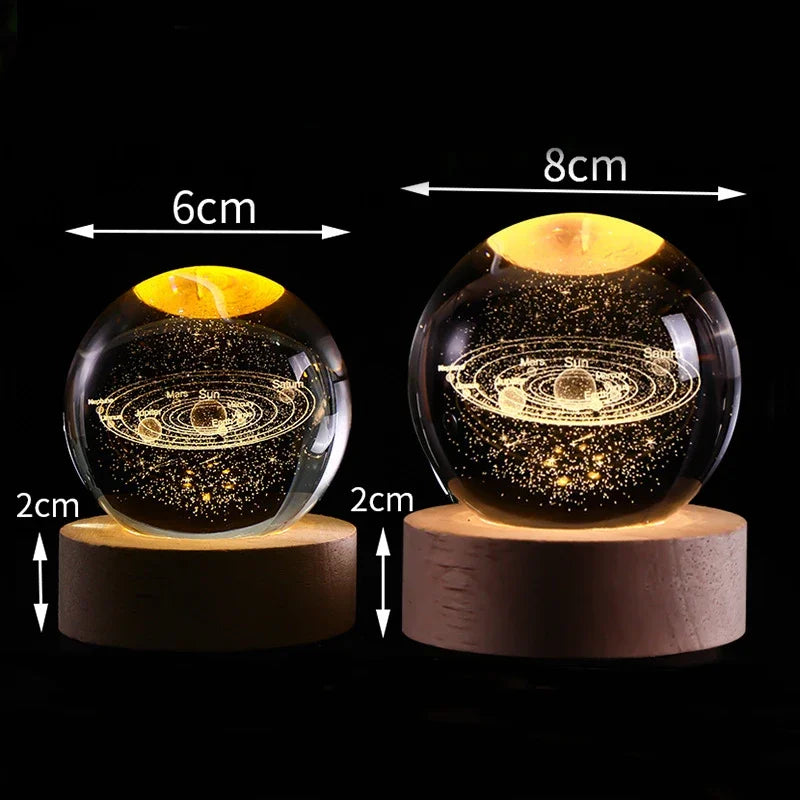 Glowing moon crystal ball with galaxy effect
