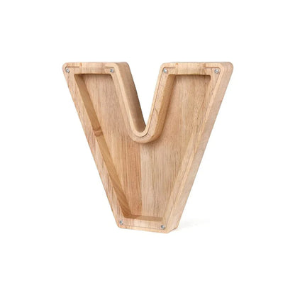 Stylish Wooden Piggy Bank with Viewing Window in Letter Design for Your Savings Goal