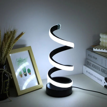Modern spiral LED table lamp with touch control – stylish lighting for home and office
