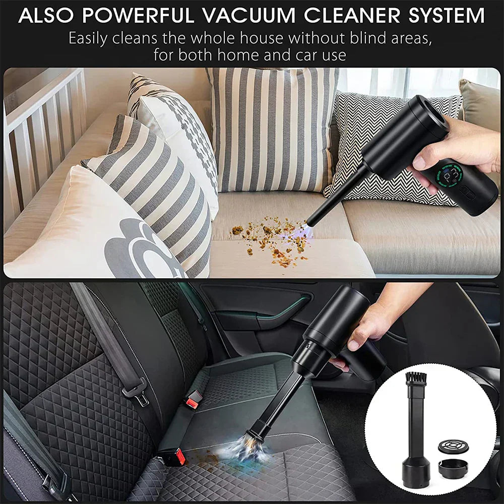 Portable 2-in-1 Air Duster and Vacuum Cleaner with LED Light and 7500mAh Battery