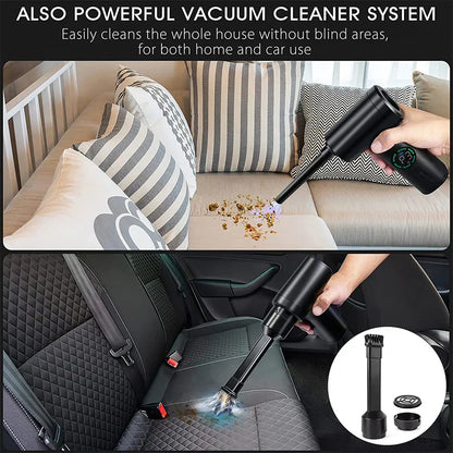 Portable 2-in-1 Air Duster and Vacuum Cleaner with LED Light and 7500mAh Battery