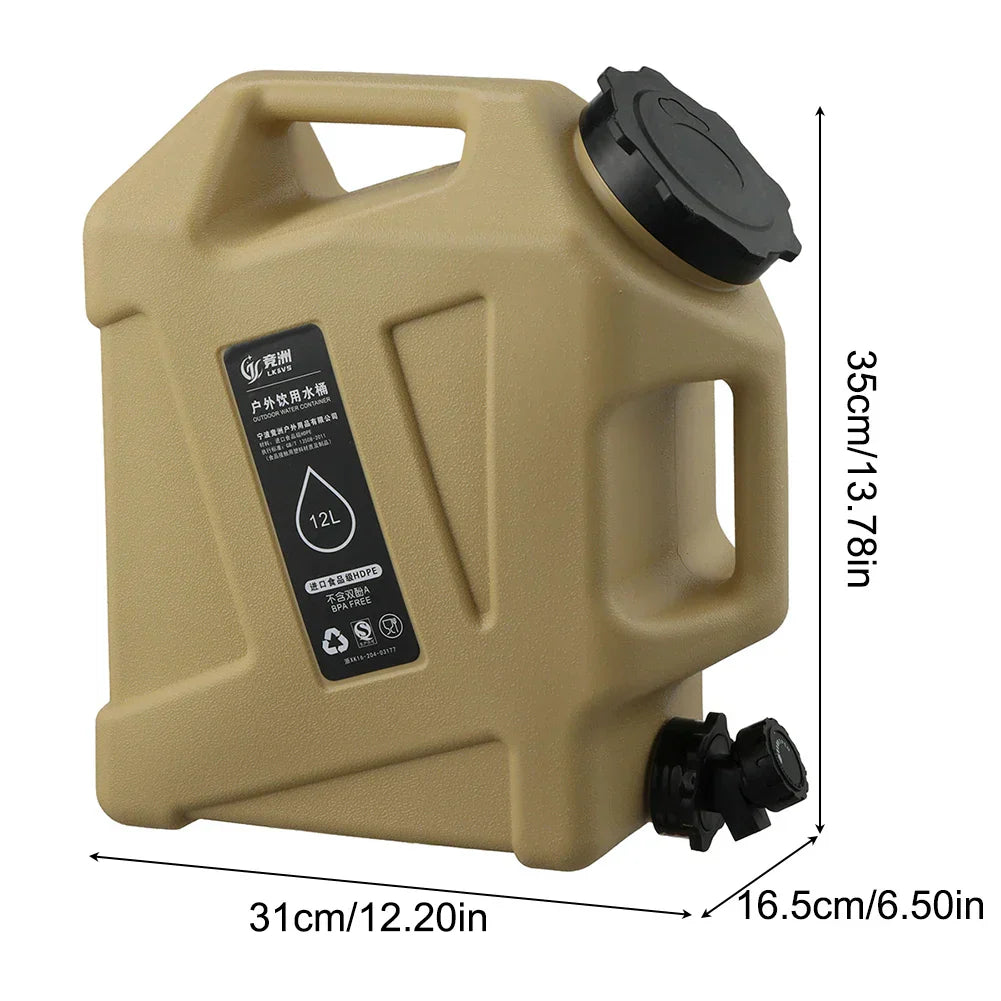 Portable 12L Water Container with Spigot – Durable Camping Water Storage Tank for Outdoor Activities
