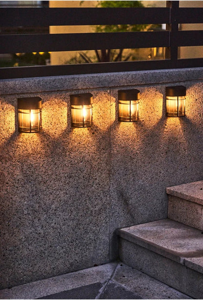 LED Outdoor Wall Light with Glass Grid – Weatherproof Garden Lamp for Patio, Balcony, and Entrance Area