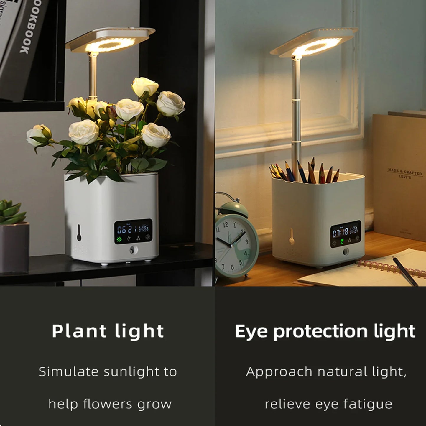 Intelligent Multifunctional Hydroponic Planter Pot with Calendar, Diffuser, and Desk Lamp for Optimal Plant Care