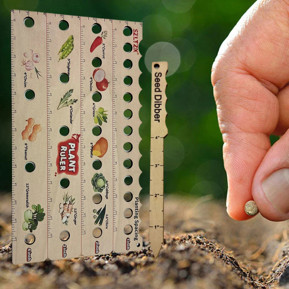 Wooden Planting Ruler – Multifunctional Seed Measuring Tool for Precise Planting in the Garden