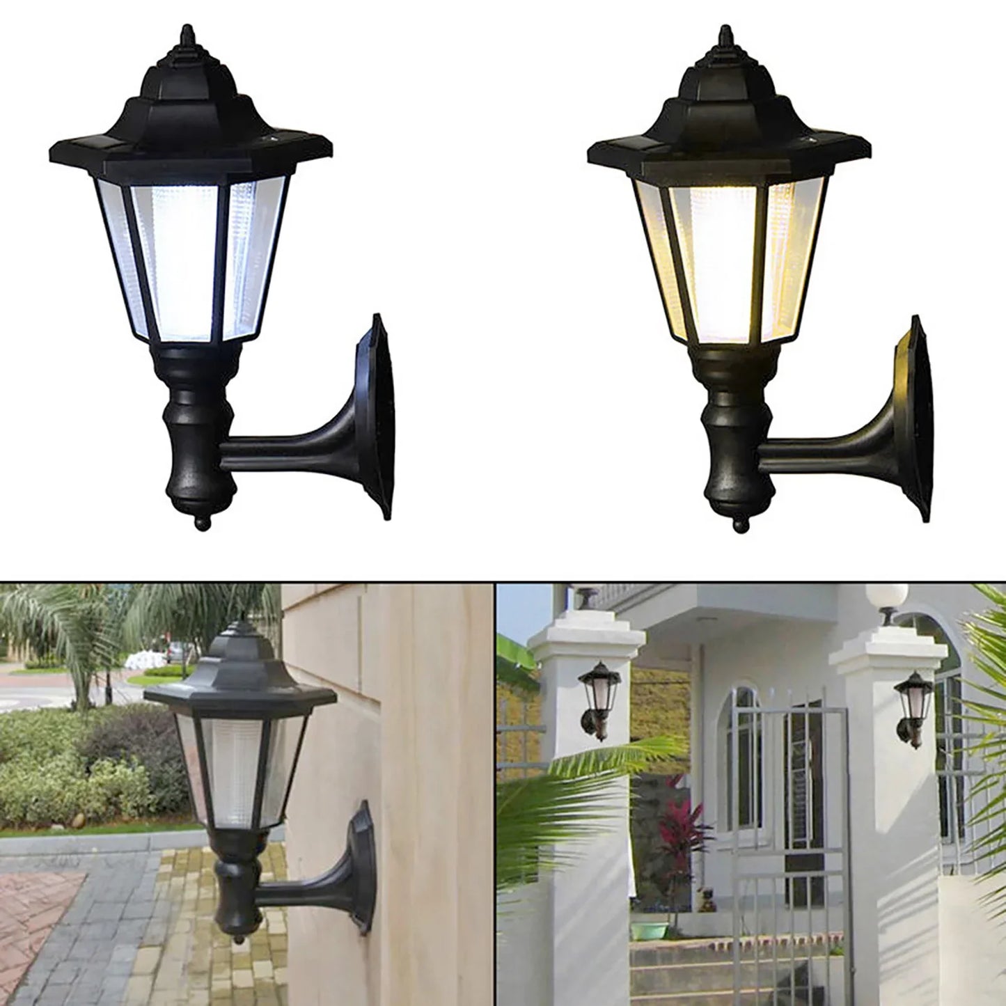 Solar Garden Lantern with LED – Wall-Mounted Outdoor Lighting for Patio and Garden in a Classic Design