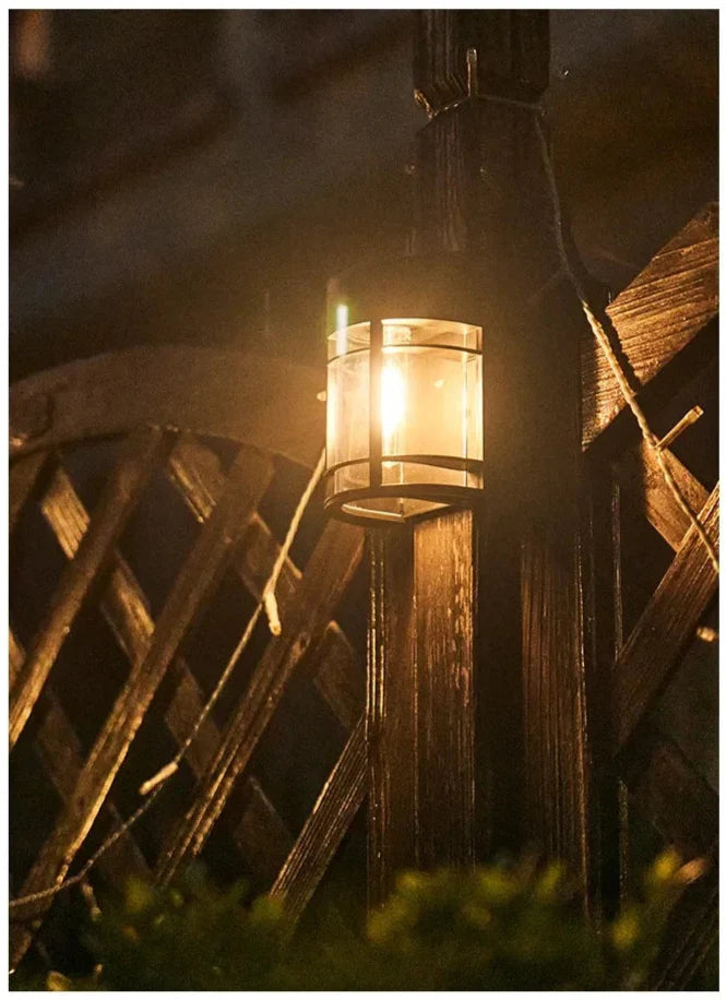 LED Outdoor Wall Light with Glass Grid – Weatherproof Garden Lamp for Patio, Balcony, and Entrance Area