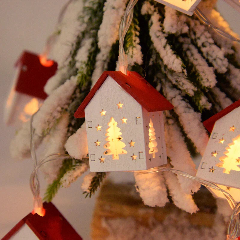 Decorative Wooden Houses with LED Lights for a Festive Christmas Atmosphere