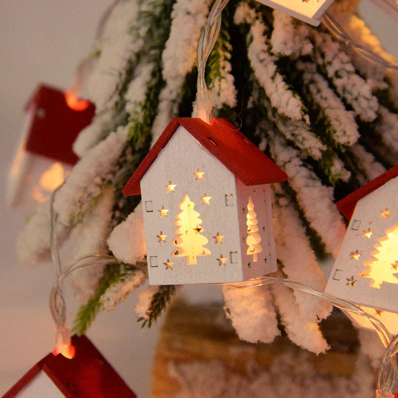 Wooden Christmas Houses with Atmospheric LED Lighting for Decoration