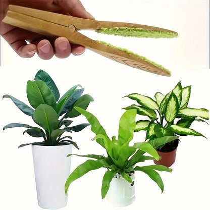 Wooden Plant Leaf Cleaning Tongs – Gentle Care for Leaves and Indoor Plants