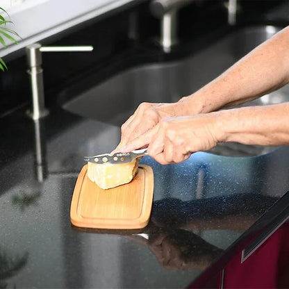 Bamboo Board Cheese And Butter Box In A Rectangular Design