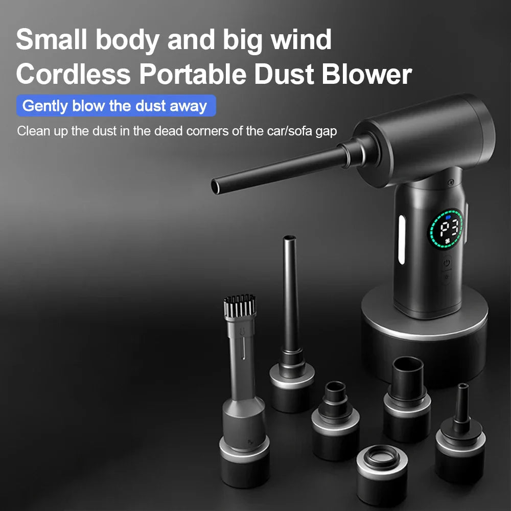 Portable 2-in-1 Air Duster and Vacuum Cleaner with LED Light and 7500mAh Battery