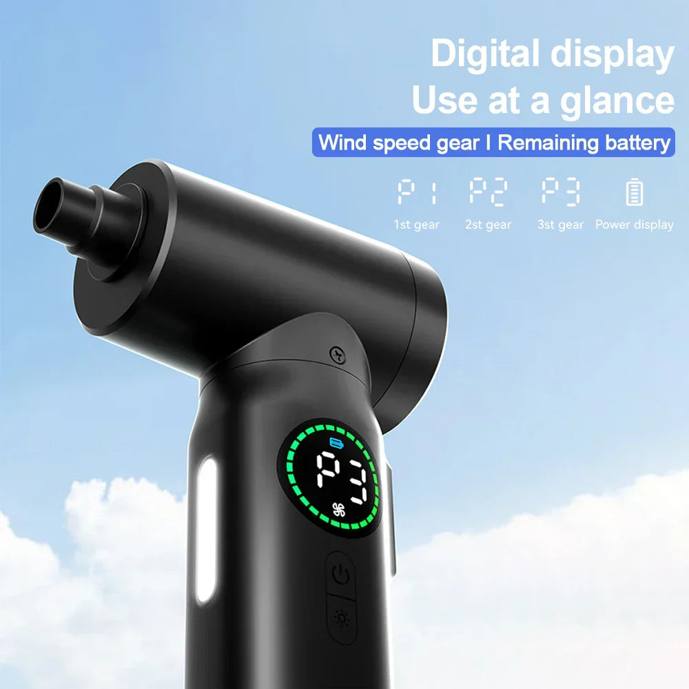Portable 2-in-1 Air Duster and Vacuum Cleaner with LED Light and 7500mAh Battery