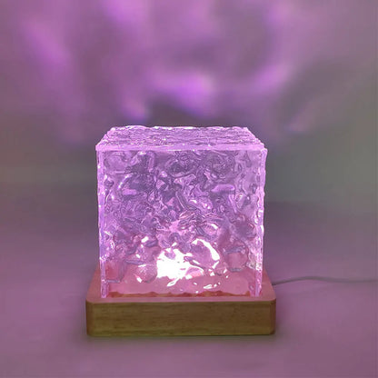 Cube-Shaped LED Table Lamp with Glass Design