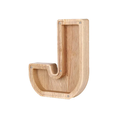 Stylish Wooden Piggy Bank with Viewing Window in Letter Design for Your Savings Goal