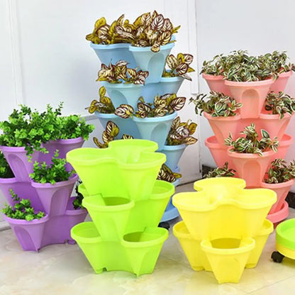 Stackable Plant Tower for Herbs and Vegetables – Vertical Garden Planters for Indoor and Outdoor Use