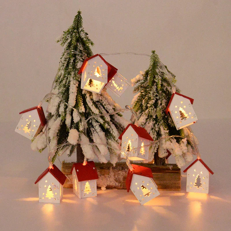 Wooden Christmas Houses with Atmospheric LED Lighting for Decoration