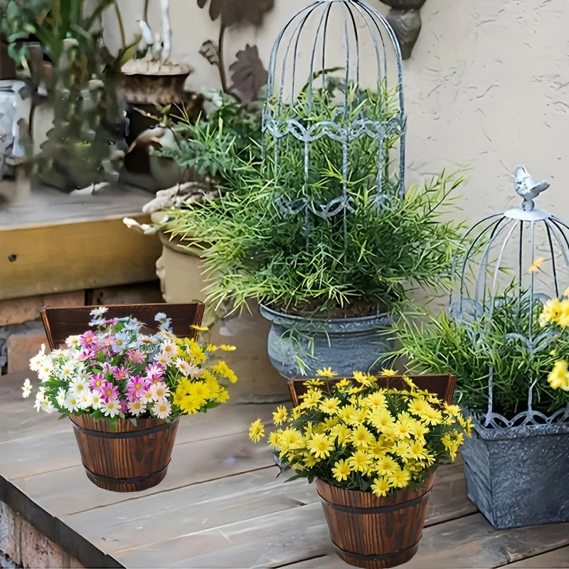 Wooden Barrel-Style Plant Bucket – Decorative Wooden Flower Pot for Garden and Patio