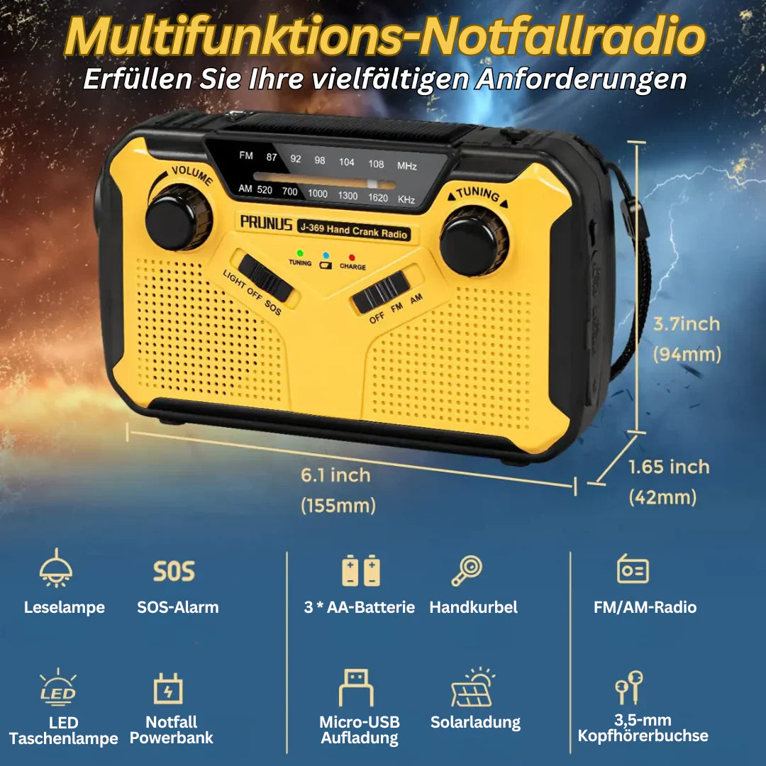 Emergency Radio with Hand Crank & Solar – Dynamo Radio with Power Bank and LED Lamp