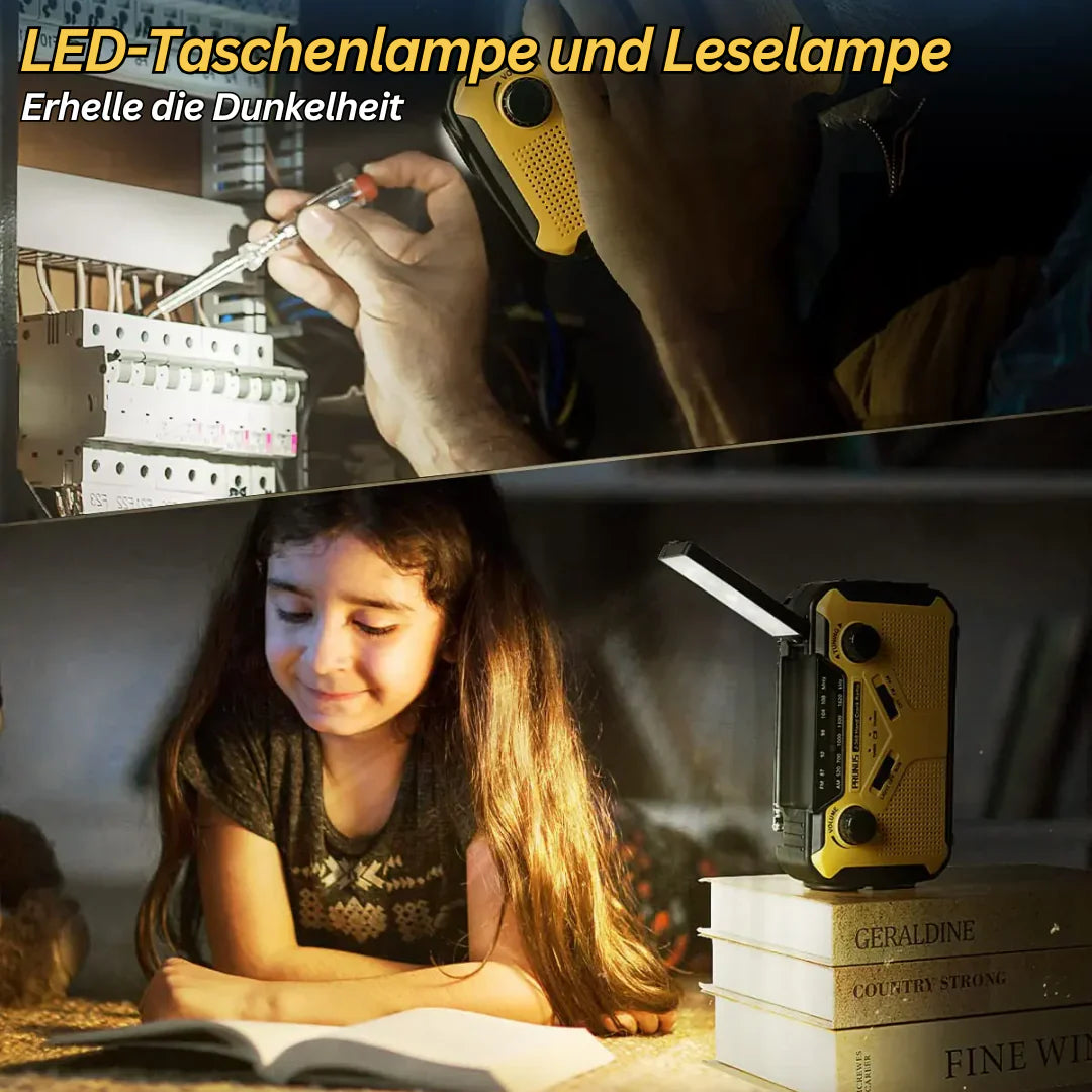 Emergency Radio with Hand Crank & Solar – Dynamo Radio with Power Bank and LED Lamp