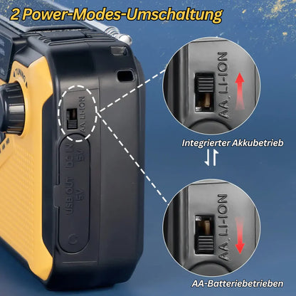 Emergency Radio with Hand Crank & Solar – Dynamo Radio with Power Bank and LED Lamp