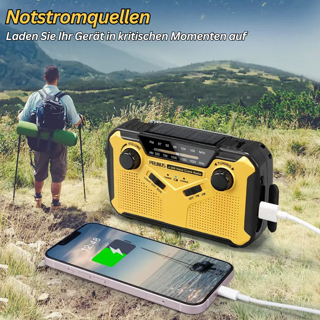 Emergency Radio with Hand Crank & Solar – Dynamo Radio with Power Bank and LED Lamp