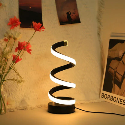 Modern spiral LED table lamp with touch control – stylish lighting for home and office