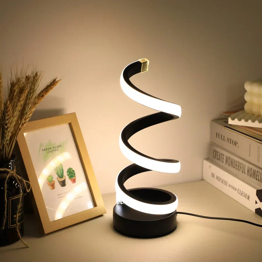 Modern spiral LED table lamp with touch control – stylish lighting for home and office