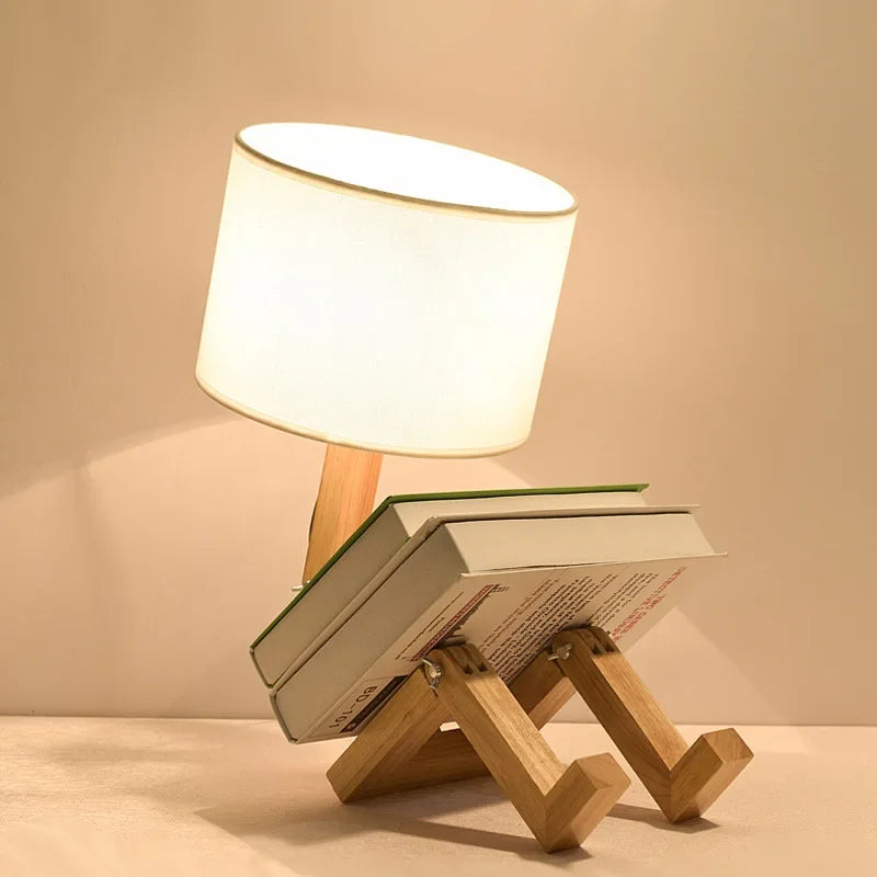 Modern Wooden Table Lamp with Book Storage – Perfect for Your Home