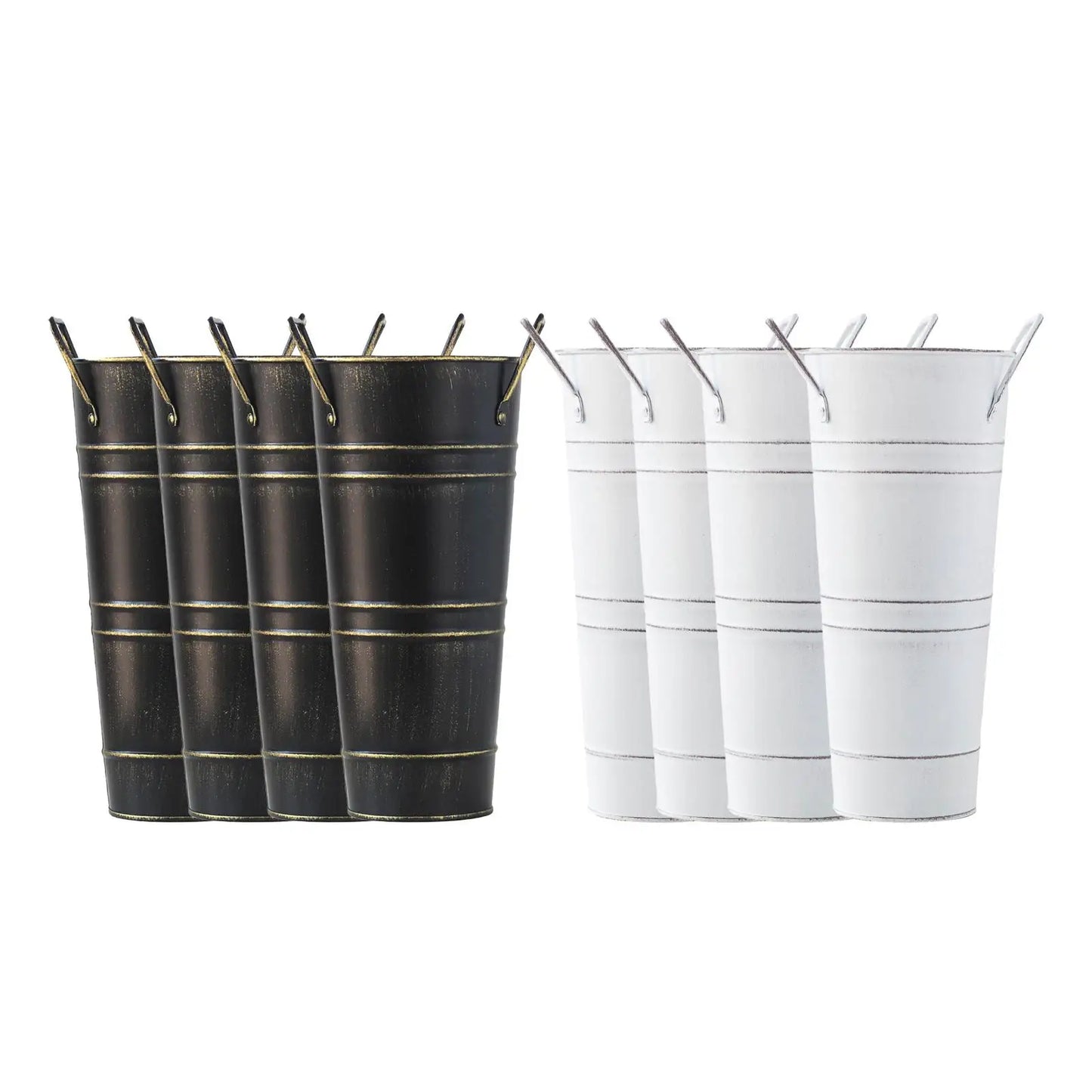 Retro Metal Flower Bucket with Handles – Decorative Flower Pot for Home and Garden