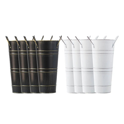 Retro Metal Flower Bucket with Handles – Decorative Flower Pot for Home and Garden