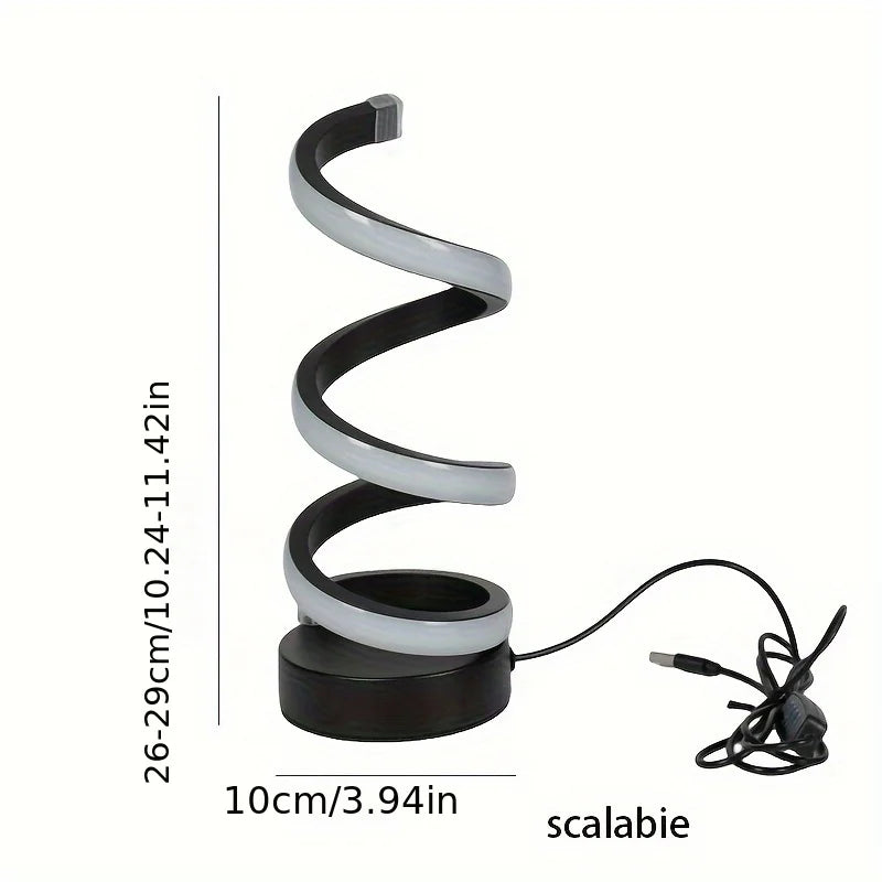 Modern spiral LED table lamp with touch control – stylish lighting for home and office