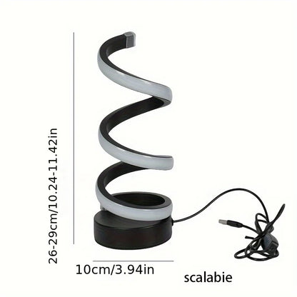 Modern spiral LED table lamp with touch control – stylish lighting for home and office