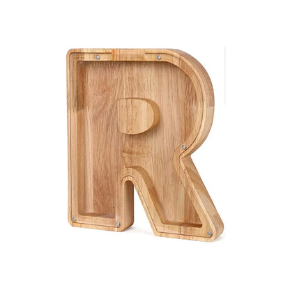 Stylish Wooden Piggy Bank with Viewing Window in Letter Design for Your Savings Goal