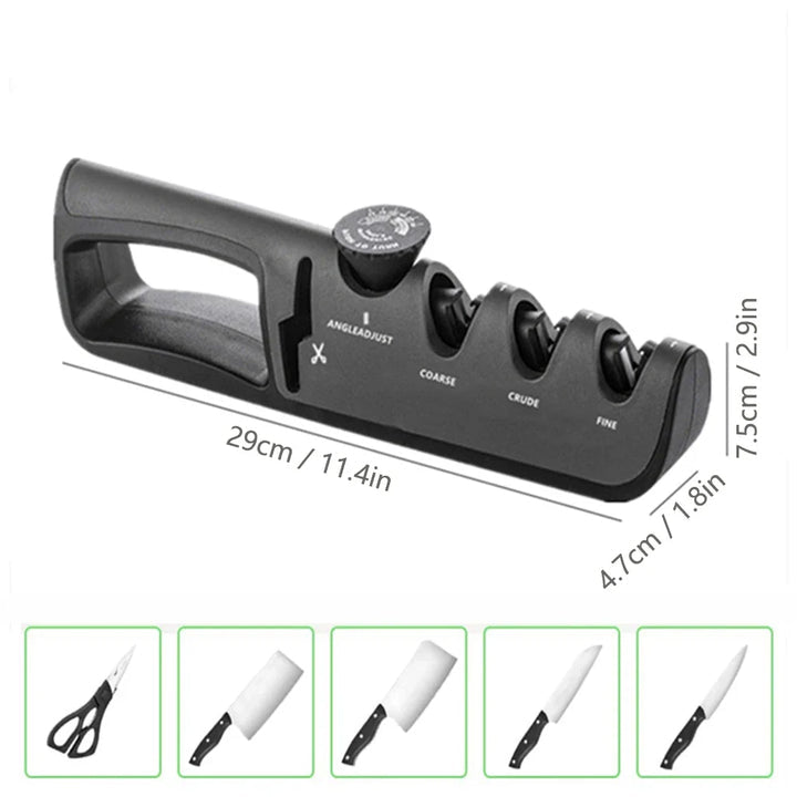 Professional 4-in-1 Knife Sharpener with Adjustable Angle and Sharpening System
