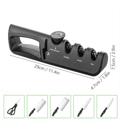 Professional 4-in-1 Knife Sharpener with Adjustable Angle and Sharpening System