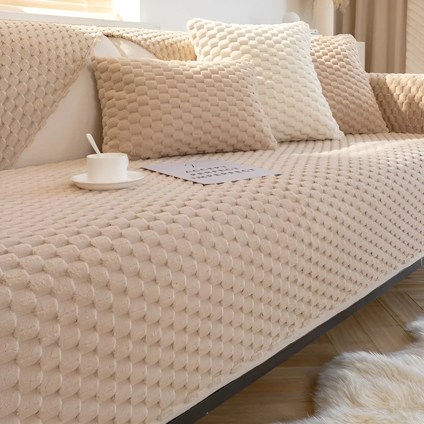 Luxurious Velvet Sofa Cover with 3D Texture Pattern – Soft, Easy-Care and Stylish