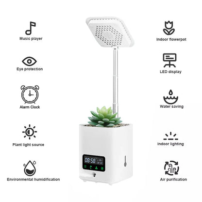 Intelligent Multifunctional Hydroponic Planter Pot with Calendar, Diffuser, and Desk Lamp for Optimal Plant Care