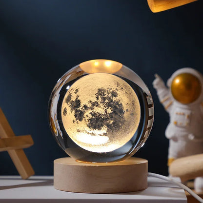 Glowing moon crystal ball with galaxy effect