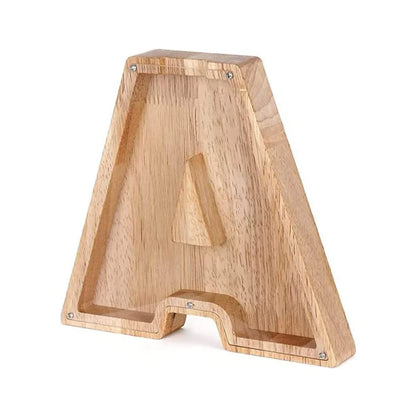 Stylish Wooden Piggy Bank with Viewing Window in Letter Design for Your Savings Goal