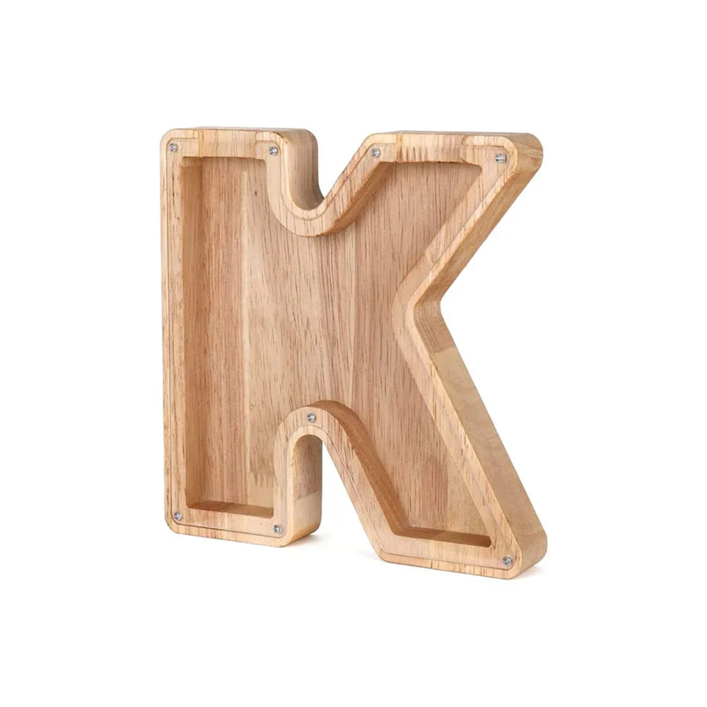 Stylish Wooden Piggy Bank with Viewing Window in Letter Design for Your Savings Goal
